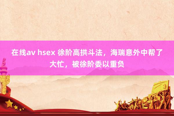 在线av hsex 徐阶高拱斗法，海瑞意外中帮了大忙，被徐阶委以重负