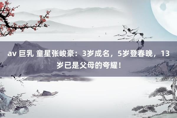 av 巨乳 童星张峻豪：3岁成名，5岁登春晚，13岁已是父母的夸耀！