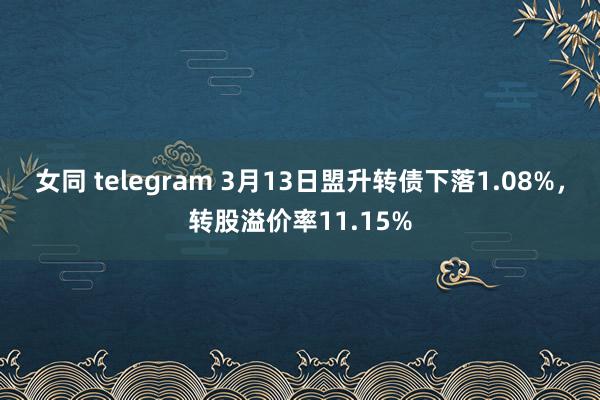 女同 telegram 3月13日盟升转债下落1.08%，转股溢价率11.15%