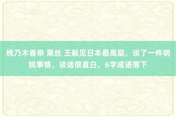 桃乃木香奈 黑丝 王毅见日本最高层，谈了一件明锐事情，谈话很直白，6字成语落下