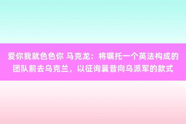 爱你我就色色你 马克龙：将嘱托一个英法构成的团队前去乌克兰，以征询曩昔向乌派军的款式