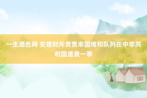 一生酒色网 安理财斥责贯串国维和队列在中非共和国遭袭一事