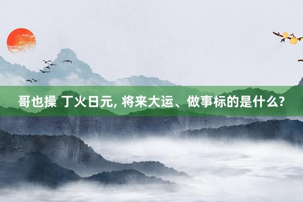 哥也操 丁火日元， 将来大运、做事标的是什么?